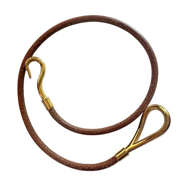 Hermès Jumbo Leather Hook Double Wrap Bangle Bracelet Choker - Picture 2 of 12